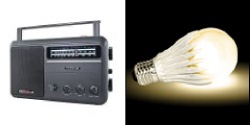 CCRadio-EP AM/FM Radio w/ Lighted Needle & Dial & GeoBulb®-II LED Light Bulb (Warm White)